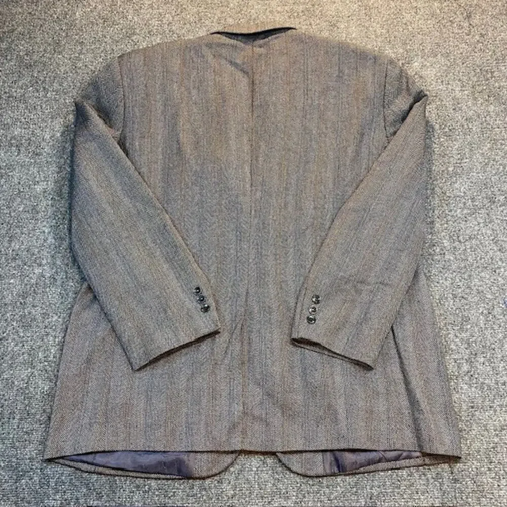WALL STREET Collection All Wool Herringbone Tweed Suit Blazer Jackets 46 R USA